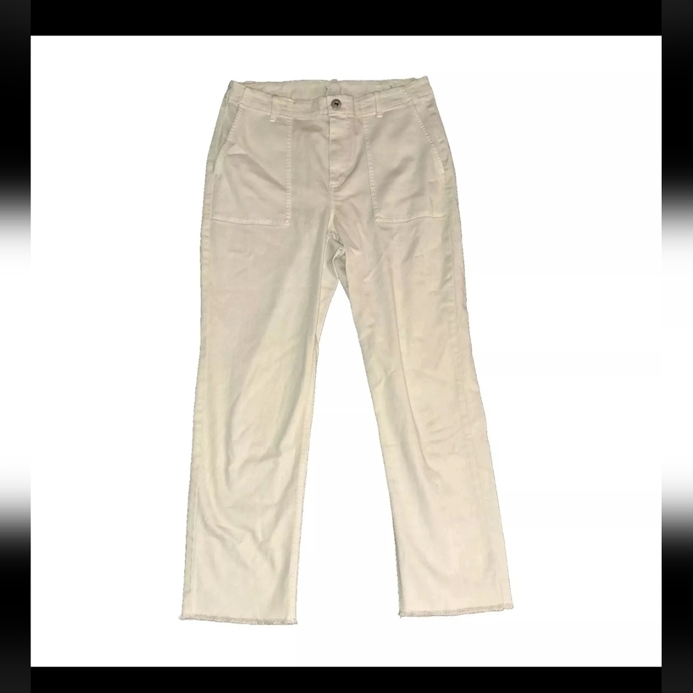 Anthropologie Women Cropped Utility Cream Beige Light Khaki Pants Size 10 B20#19